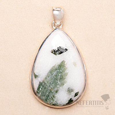 Grüner Turmalin in Kristallanhänger Silber Ag 925 P192