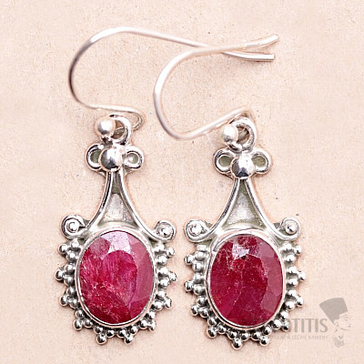 Indian ruby - adjusted earrings silver Ag 925 19377