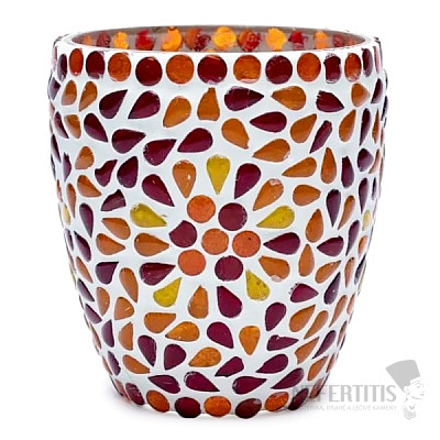 Glass candlestick for tea and votive candles Mosaic yellow-red