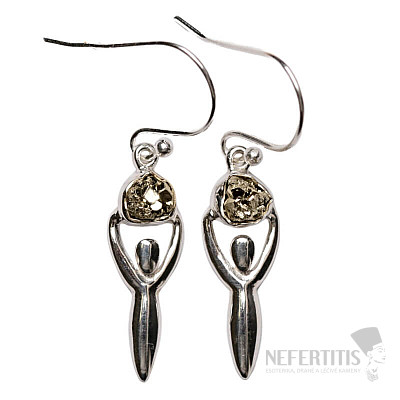 Designer earrings with pyrite, silver Ag 925 E194