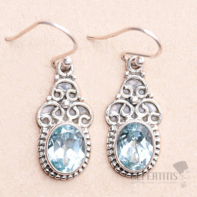 Topaz modrý broušený náušnice stříbro Ag 925 19400