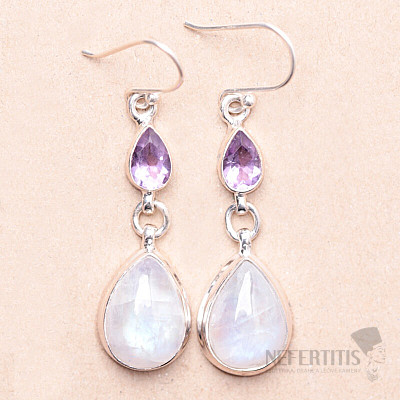 Moonstone rainbow earrings silver Ag 925 19481