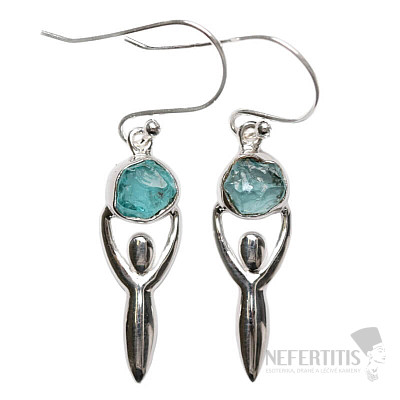 Designer earrings apatite blue neon silver Ag 925 E195