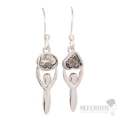 Dizajnové náušnice s meteoritom Campo del Cielo striebro Ag 925 E199