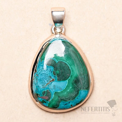 Malachit v chryzokolu přívěsek stříbro Ag 925 P1996