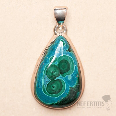 Malachite in chrysocolla pendant silver Ag 925 P1998