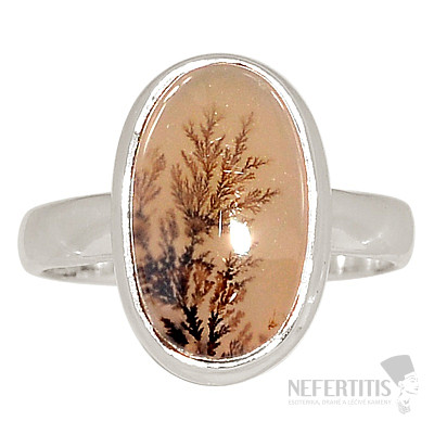 Achát dendritický prsteň striebro Ag 925 R2