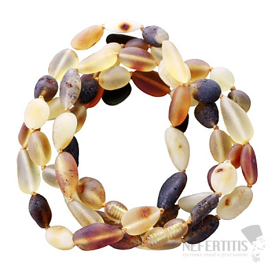 Jantár náhrdelník Multicolor Big beans satinovaný limitovaná kolekcia