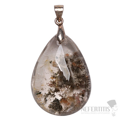 Lodolith-Kristallanhänger mit Einschlüssen, Silber Ag 925 Nr. 2