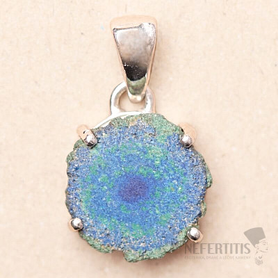 Azurit v malachitu řez krápníkem přívěsek stříbro Ag 925 P20