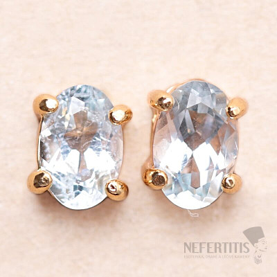 Topaz modrý brúsený náušnice pozlátené striebro Ag 925 20154