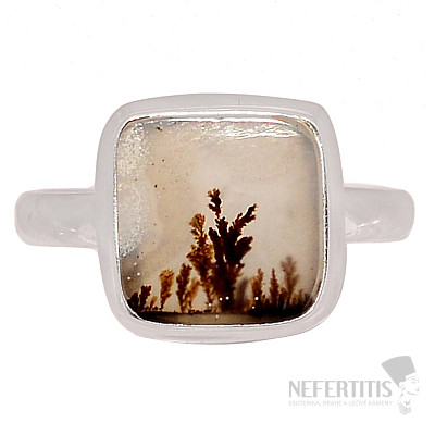 Achát dendritický prsten stříbro Ag 925 R2042