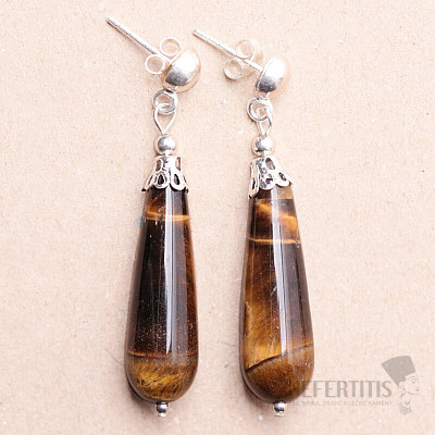Tiger eye earrings silver Ag 925 20518