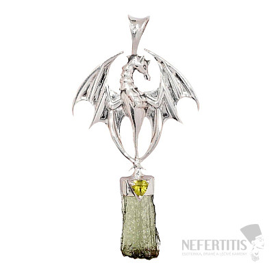 Designový přívěsek vltavín stříbro Ag 925 P2053