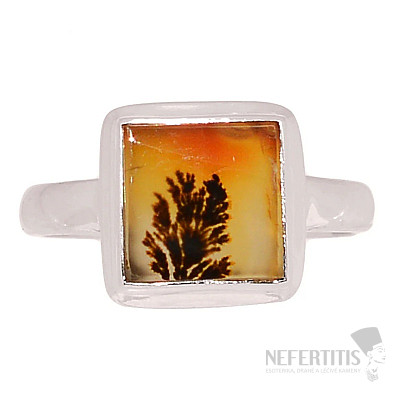 Achát dendritický prsten stříbro Ag 925 R2063