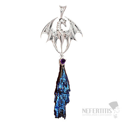 Designer pendant kyanite rainbow titanium aura silver Ag 925 P2077