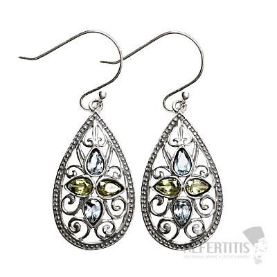 Dizajnové náušnice topaz brúsený striebro Ag 925 E209