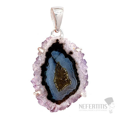 Amethyst cut stalactite pendant silver Ag 925 P21