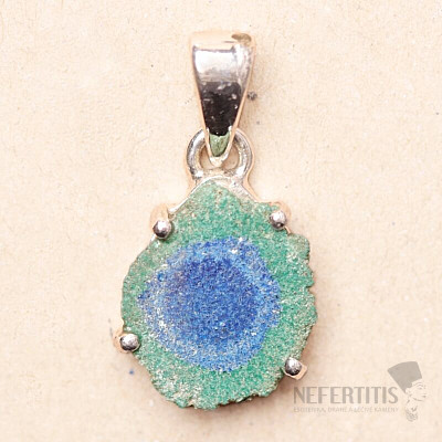 Azurit v malachitu řez krápníkem přívěsek stříbro Ag 925 P21