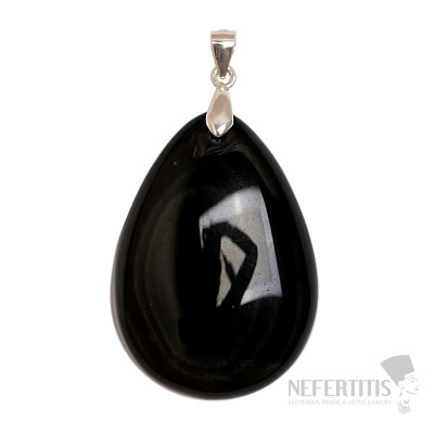 Black obsidian celestial eye pendant silver Ag 925 No. 21