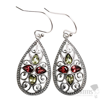 Designer earrings with garnet, silver Ag 925 E210