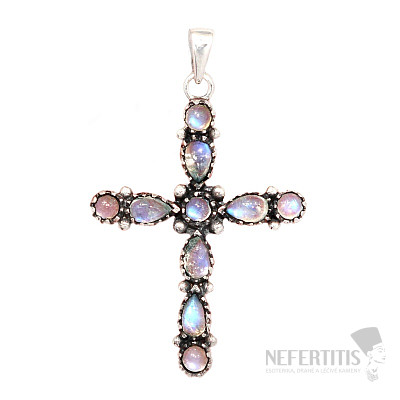 Designový přívěsek měsíční kámen duhový stříbro Ag 925 P2119