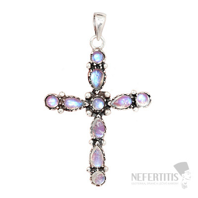 Dizajnový prívesok mesačný kameň dúhový striebro Ag 925 P2122