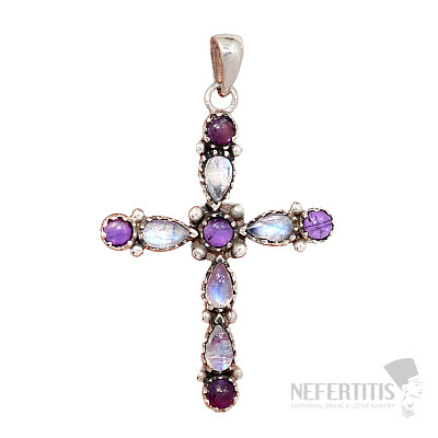 Designový přívěsek měsíční kámen duhový stříbro Ag 925 P2132