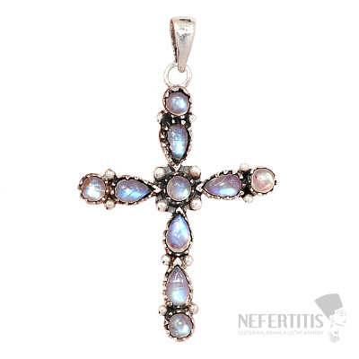 Designový přívěsek měsíční kámen duhový stříbro Ag 925 P2140