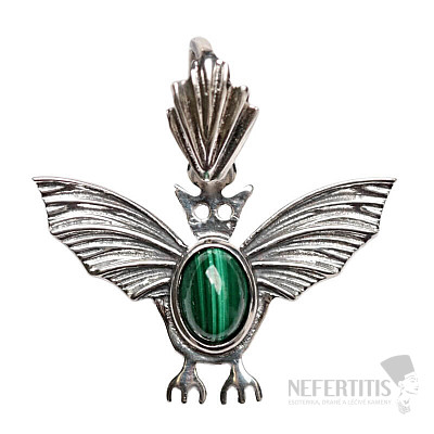 Designer pendant with malachite, silver Ag 925 P2144