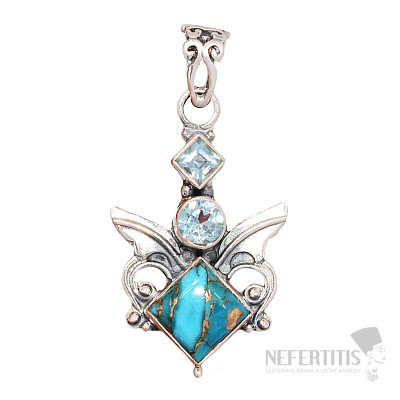 Dizajnový prívesok tyrkys modrý striebro Ag 925 P2201