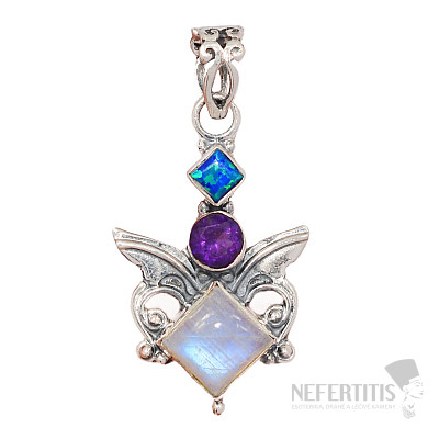 Designer pendant moonstone rainbow silver Ag 925 P2207