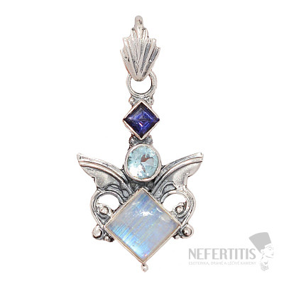 Designer pendant moonstone rainbow silver Ag 925 P2208
