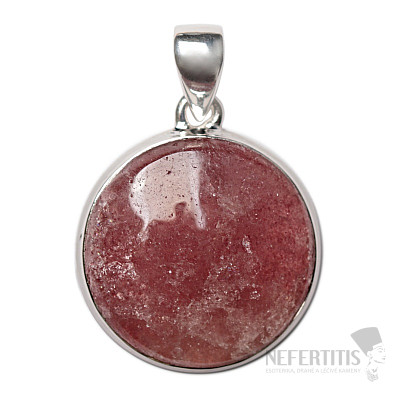 Křišťál jahodový přívěsek stříbro Ag 925 P224