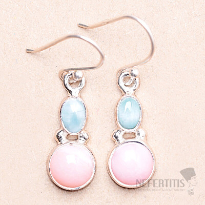 Larimar and pink opal earrings silver Ag 925 22766