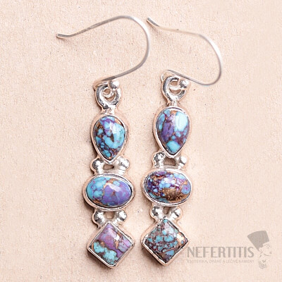 Tyrkys modro-fialový náušnice striebro Ag 925 22854
