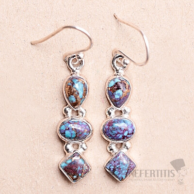 Tyrkys modro-fialový náušnice stříbro  Ag 925 22857