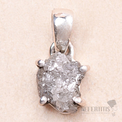Diamant prírodný surový prívesok striebro Ag 925 LOT23