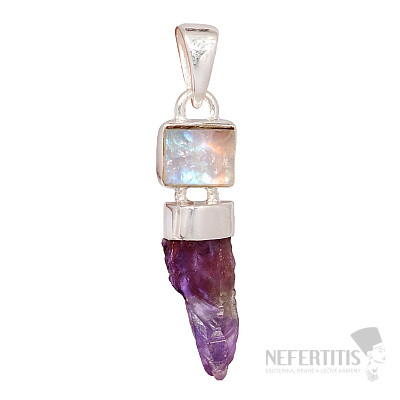 Designer-Anhänger Amethyst, Rohsilber Ag 925 P2331