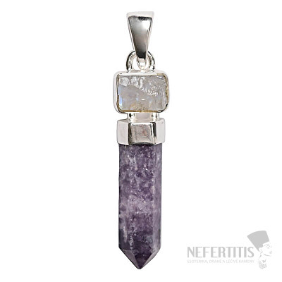 Designer pendant lepidolite silver Ag 925 P2332