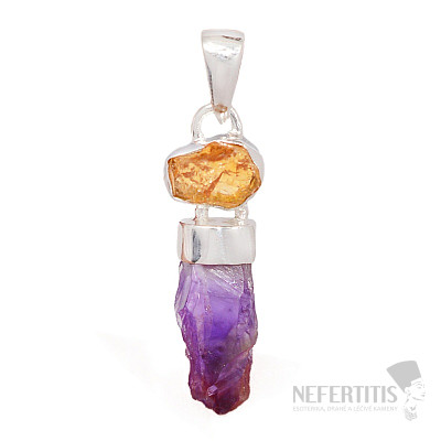 Designer pendant amethyst raw silver Ag 925 P2335