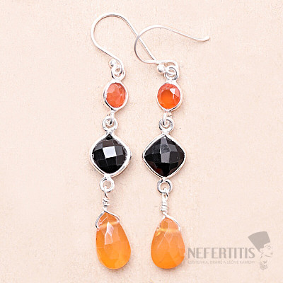 Onyx earrings cut silver Ag 925 23390