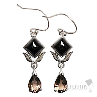 Dizajnové náušnice onyx striebro Ag 925 E235