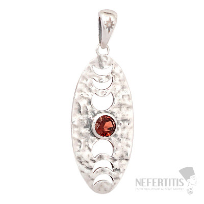 Designer pendant garnet cut silver Ag 925 P2363