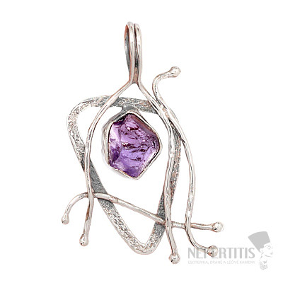 Designer pendant amethyst raw silver Ag 925 P2408