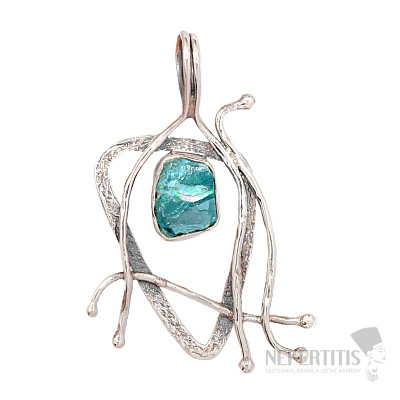 Designer pendant apatite blue neon silver Ag 925 P2414