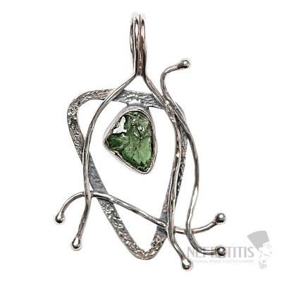 Designer pendant apatite green raw silver Ag 925 P2420