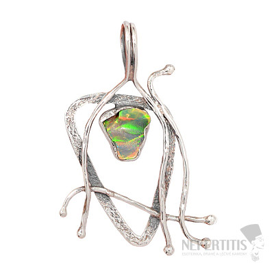 Designový přívěsek opál etiopský surový stříbro Ag 925 P2424