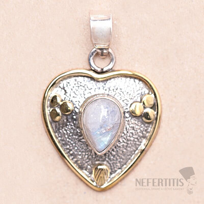 Moonstone rainbow pendant gold-plated silver Ag 925 24518