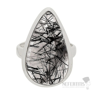 Turmalín v křišťálu prsten stříbro Ag 925 R2506